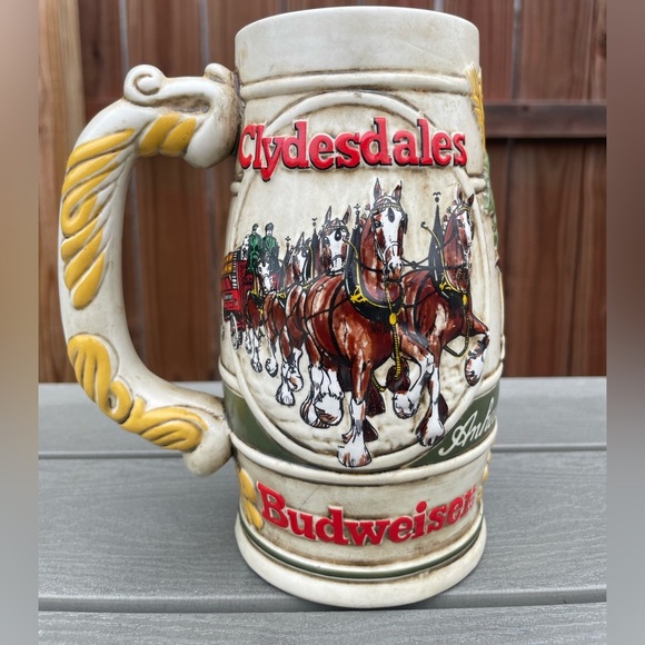 Budweiser 1983 Holiday Beer Stein Snowy Woodland Clydesdale Ceramarte Mug CS-50 - Picture 1 of 12